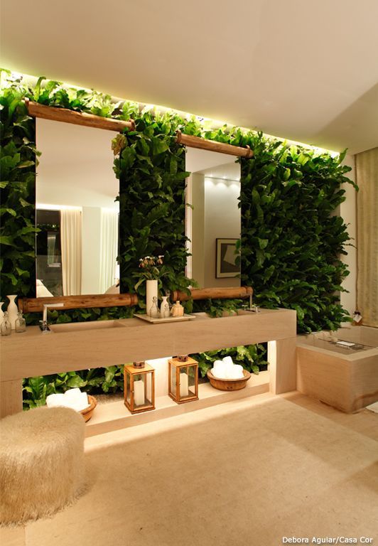 Một 'bức tường cây' sẽ giúp không gian Salon ngát xanh và mang đến cảm giác tươi mát